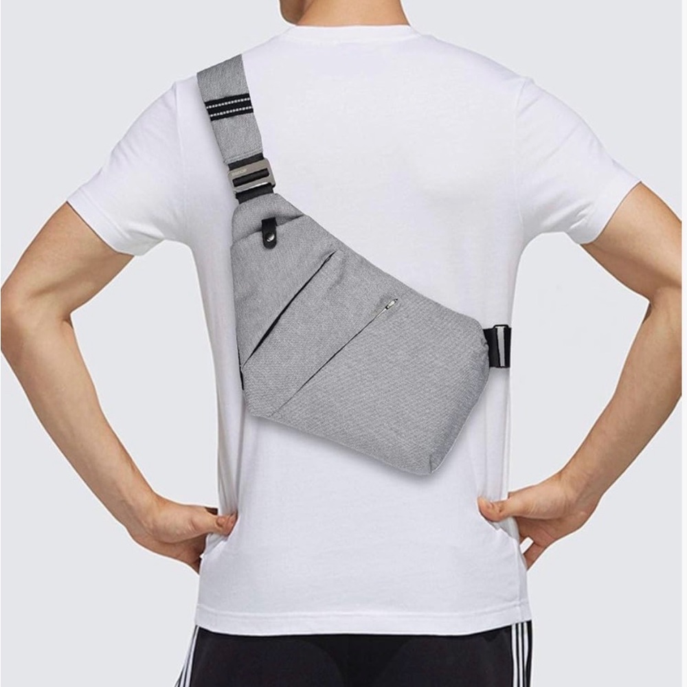 Broadream Gray Sling Bag Crossbody Chest Pack Minimalist - Picture 10 of 14